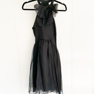 Anthropologie Black Silk Halter Neck Bow Dress
